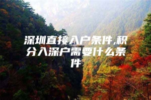 深圳直接入户条件,积分入深户需要什么条件