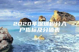 2020年深圳积分入户指标及分值表