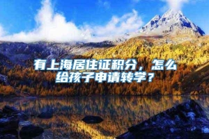 有上海居住证积分，怎么给孩子申请转学？