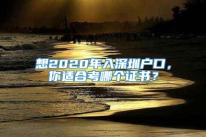 想2020年入深圳户口，你适合考哪个证书？