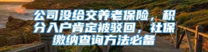 公司没给交养老保险，积分入户肯定被驳回，社保缴纳查询方法必备