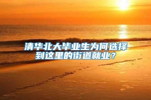 清华北大毕业生为何选择到这里的街道就业？