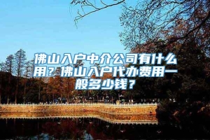 佛山入户中介公司有什么用？佛山入户代办费用一般多少钱？