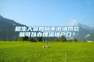 超生人员如何不缴纳罚款就可以办理深圳户口？