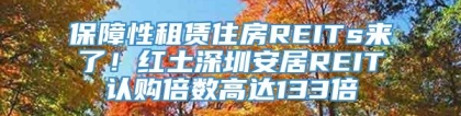 保障性租赁住房REITs来了！红土深圳安居REIT认购倍数高达133倍