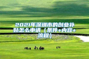 2021年深圳市的创业补贴怎么申请（条件+内容+流程）