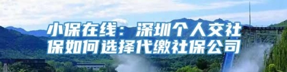 小保在线：深圳个人交社保如何选择代缴社保公司