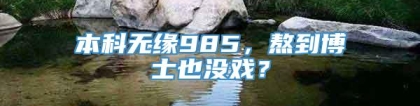 本科无缘985，熬到博士也没戏？