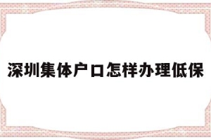 深圳集体户口怎样办理低保(深圳低保申请条件和申请程序)