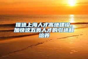 推进上海人才高地建设，加快这五类人才的引进和培养