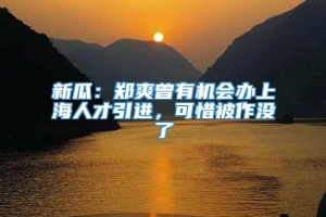 新瓜：郑爽曾有机会办上海人才引进，可惜被作没了