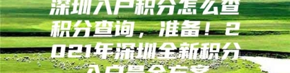 深圳入户积分怎么查积分查询，准备！2021年深圳全新积分入户最全方案