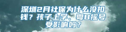 深圳2月社保为什么没扣钱？孩子上学、粤B摇号受影响吗？