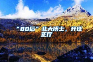 “80后”北大博士，升任正厅