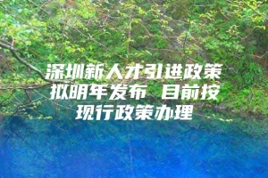 深圳新人才引进政策拟明年发布 目前按现行政策办理