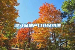 调入深圳户口补贴明细