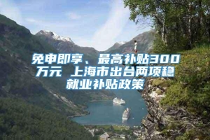 免申即享、最高补贴300万元 上海市出台两项稳就业补贴政策