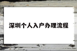 深圳个人入户办理流程(深圳核准入户流程个人办理)