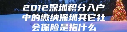 2012深圳积分入户中的缴纳深圳其它社会保险是指什么