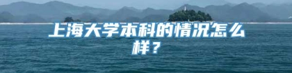 上海大学本科的情况怎么样？