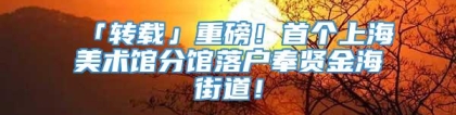 「转载」重磅！首个上海美术馆分馆落户奉贤金海街道！