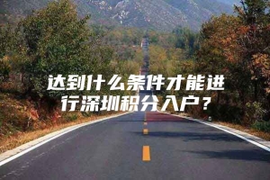 达到什么条件才能进行深圳积分入户？