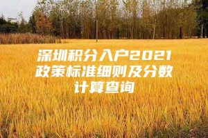 深圳积分入户2021政策标准细则及分数计算查询