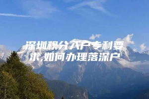 深圳积分入户专利要求,如何办理落深户