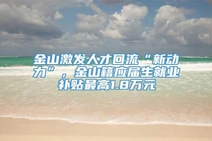 金山激发人才回流“新动力”，金山籍应届生就业补贴最高1.8万元