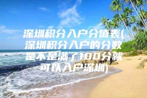 深圳积分入户分值表(深圳积分入户的分数是不是满了100分就可以入户深圳)