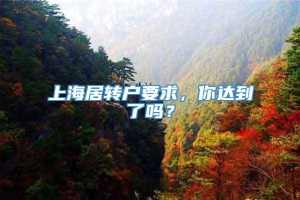 上海居转户要求，你达到了吗？