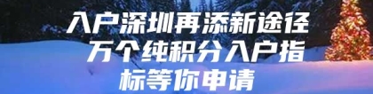 入户深圳再添新途径 万个纯积分入户指标等你申请