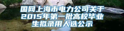 国网上海市电力公司关于2015年第一批高校毕业生拟录用人选公示