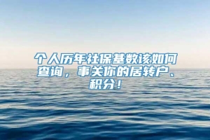 个人历年社保基数该如何查询，事关你的居转户、积分！