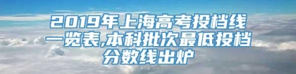 2019年上海高考投档线一览表,本科批次最低投档分数线出炉