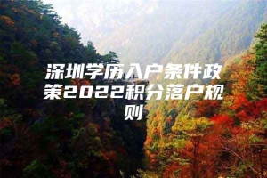 深圳学历入户条件政策2022积分落户规则