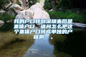 我的户口转到深圳来后是集体户口，请问怎么把这个集体户口转成单独的户籍啊。。