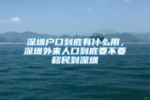 深圳户口到底有什么用，深圳外来人口到底要不要移民到深圳