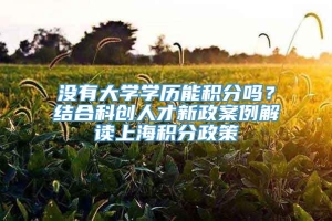 没有大学学历能积分吗？结合科创人才新政案例解读上海积分政策