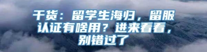 干货：留学生海归，留服认证有啥用？进来看看，别错过了