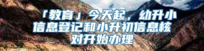 「教育」今天起，幼升小信息登记和小升初信息核对开始办理