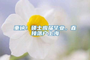 重磅！硕士应届毕业，直接落户上海