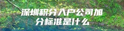 深圳积分入户公司加分标准是什么