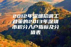 2012年深圳招调工政策的2013年深圳市积分入户指标及分值表