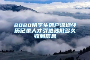 2020留学生落户深圳经历记录人才引进秒批多久收到信息