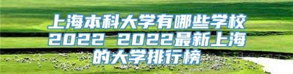 上海本科大学有哪些学校2022 2022最新上海的大学排行榜