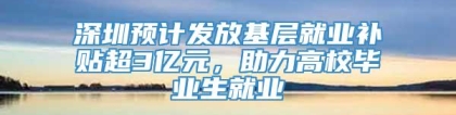 深圳预计发放基层就业补贴超3亿元，助力高校毕业生就业
