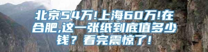 北京54万!上海60万!在合肥,这一张纸到底值多少钱？看完震惊了!