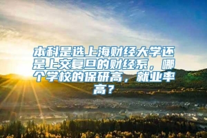 本科是选上海财经大学还是上交复旦的财经系，哪个学校的保研高，就业率高？