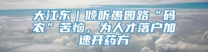 大江东｜倾听愚园路“码农”苦恼，为人才落户加速开药方